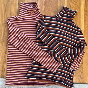2 Madewell Striped Turtleneck Tops